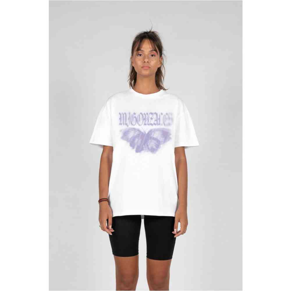 MJ GONZALES - Heavy Oversized Butterfly Illusion Dames Tshirt - Wit